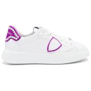 Lage Temple Sneakers in Wit en Fuchsia Philippe Model , White , Dames