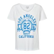 LA California Katoenen Tee met Blauwe Letters American Dreams , White ...