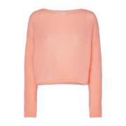 Elegant Boat Neck Mohair Pullover American Dreams , Orange , Dames