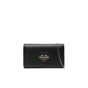 Hart Clutch Tas met Gouden Logo Love Moschino , Black , Dames