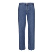 Wijde Pijp Denim Jeans met Raffel Detail MVP wardrobe , Blue , Dames