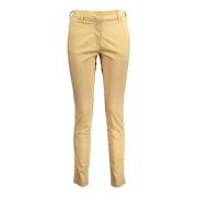 Beige Damesbroek 4 Zakken Haak Rits Logo Gant , Beige , Dames