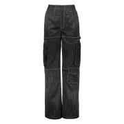 Cargo broek met Moiré stof Marine Serre , Black , Dames