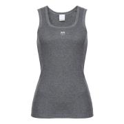 Geribbelde mouwloze top met Love Birds logo Pinko , Gray , Dames