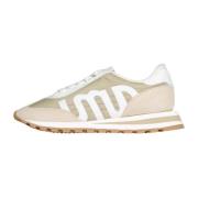 Lederen-Mix Sneakers Ami Paris , Beige , Heren