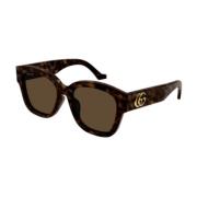 Stijlvolle Zwarte Zonnebril Gucci , Brown , Dames