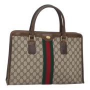 Pre-owned Leather handbags Gucci Vintage , Beige , Dames