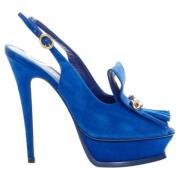 Pre-owned Leather heels Yves Saint Laurent Vintage , Blue , Dames