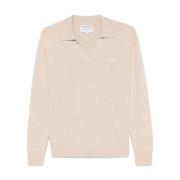 Beige Gebreide Polo met Logo Borduursel MC2 Saint Barth , Beige , Dame...