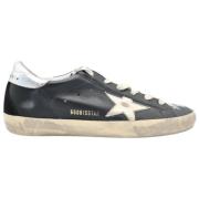 Zwart Zilver Superstar Leren Sneakers Golden Goose , Black , Dames