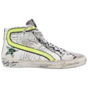 Python Slide Sneakers Wit Roze Grijs Golden Goose , Multicolor , Dames