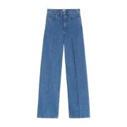 Retro Wide Leg Denim Broek TotêMe , Blue , Dames