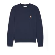 Fox Head Patch Katoenen Sweatshirt Maison Kitsuné , Blue , Heren