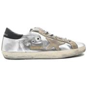 Zilveren Superstar Sneakers Taupe Zwart Golden Goose , Gray , Dames