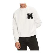 Witte Palmis Sweatshirt Casual Sportieve Look Richmond , White , Heren