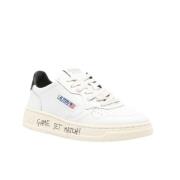 Lage leren sneakers met slogan Autry , White , Dames