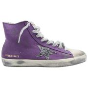 Paarse Glitter Sneakers - High Top Golden Goose , Purple , Dames