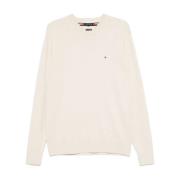 Beige Gebreide Crew Neck Sweater Tommy Hilfiger , Beige , Heren