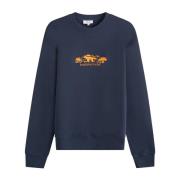 Geborduurde katoenen sweatshirt met ronde hals Maison Kitsuné , Blue ,...