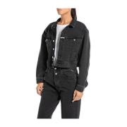 Zwarte Denim Cropped Jack Replay , Black , Dames