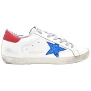 Wit Blauwe Ster Glitter Sneakers Golden Goose , White , Dames