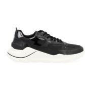 Zwarte Leren en Nylon Sneaker Fuga Natural D.a.t.e. , Black , Dames