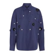 Elegante donkerblauwe shirt met stenen Bruuns Bazaar , Blue , Dames