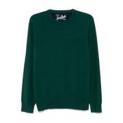 Groene Wol-Kasjmier Trui Ronde Hals MC2 Saint Barth , Green , Heren