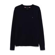 Blauwe Gebreide Crew Neck Sweater Tommy Hilfiger , Blue , Heren