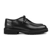 Elegante Zwarte Leren Veterschoenen Doucal's , Black , Heren