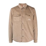 Beige Ribfluwelen Geborduurd Logo Jas MC2 Saint Barth , Beige , Heren