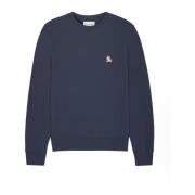 Fox Head Patch Katoenen Sweatshirt Maison Kitsuné , Blue , Heren