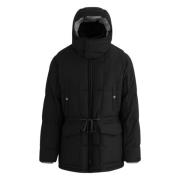 Zwarte parka met capuchon en trekkoord in de taille Woolrich , Black ,...