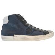 Blauwe Hoge Top Sneakers Mixage Stijl Philippe Model , Blue , Heren