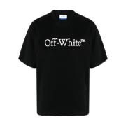 Zwarte Katoenen Logo Print T-shirts en Polos Off White , Black , Heren