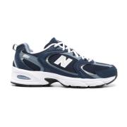 Blauwe Mesh Sneakers met Suède Afwerking New Balance , Blue , Heren