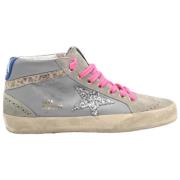 Suede Leather Glitter Sneakers Golden Goose , Gray , Dames