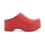 Chunky Clog Sabot met Houten Plateau Marni , Red , Dames