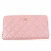 Pre-owned Leather wallets Chanel Vintage , Pink , Dames