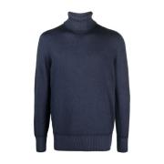 Blauwe Merinowollen Trui Aw24 Drumohr , Blue , Heren