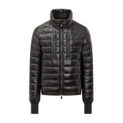 Zwarte Gewatteerde Jas met AquaGuard Rits Moncler , Black , Heren