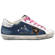 Blauwe Jeans Luipaard Ster Roze Sneakers Golden Goose , Multicolor , D...