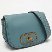 Pre-owned Leather shoulder-bags Bottega Veneta Vintage , Blue , Dames