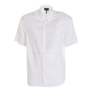 Korte Mouw Lyocell Shirt Total White Emporio Armani , White , Heren