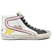 Wit Zwart Geel Ster Slide Sneakers Golden Goose , Multicolor , Heren