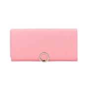 Pre-owned Leather wallets Bvlgari Vintage , Pink , Dames