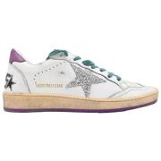 Wit Zilver Glitter Ster Paarse Sneakers Golden Goose , White , Dames