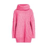 Roze Acryl Trui met Kabelbreisel Msgm , Pink , Dames