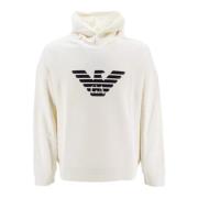 Katoenen hoodie met adelaarslogo Emporio Armani , White , Heren