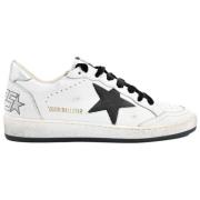 Witte Ballstar Sneakers met Zwarte Glitter Golden Goose , White , Dame...